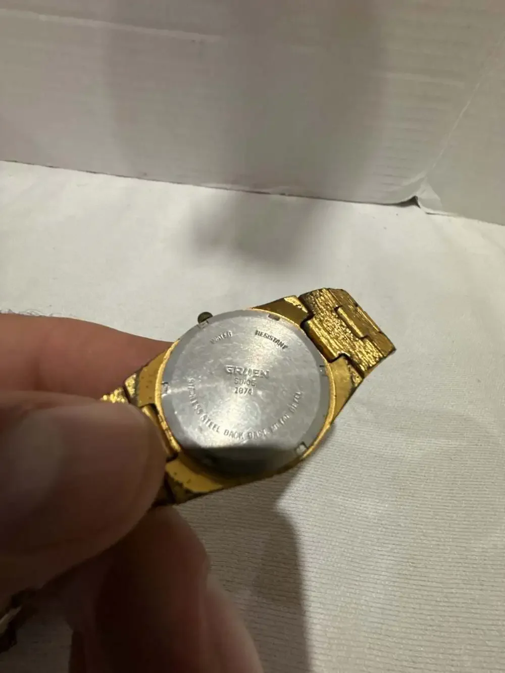 Vintage Gruen Precision Quartz Women Watch Diamond Accent Gold Nugget